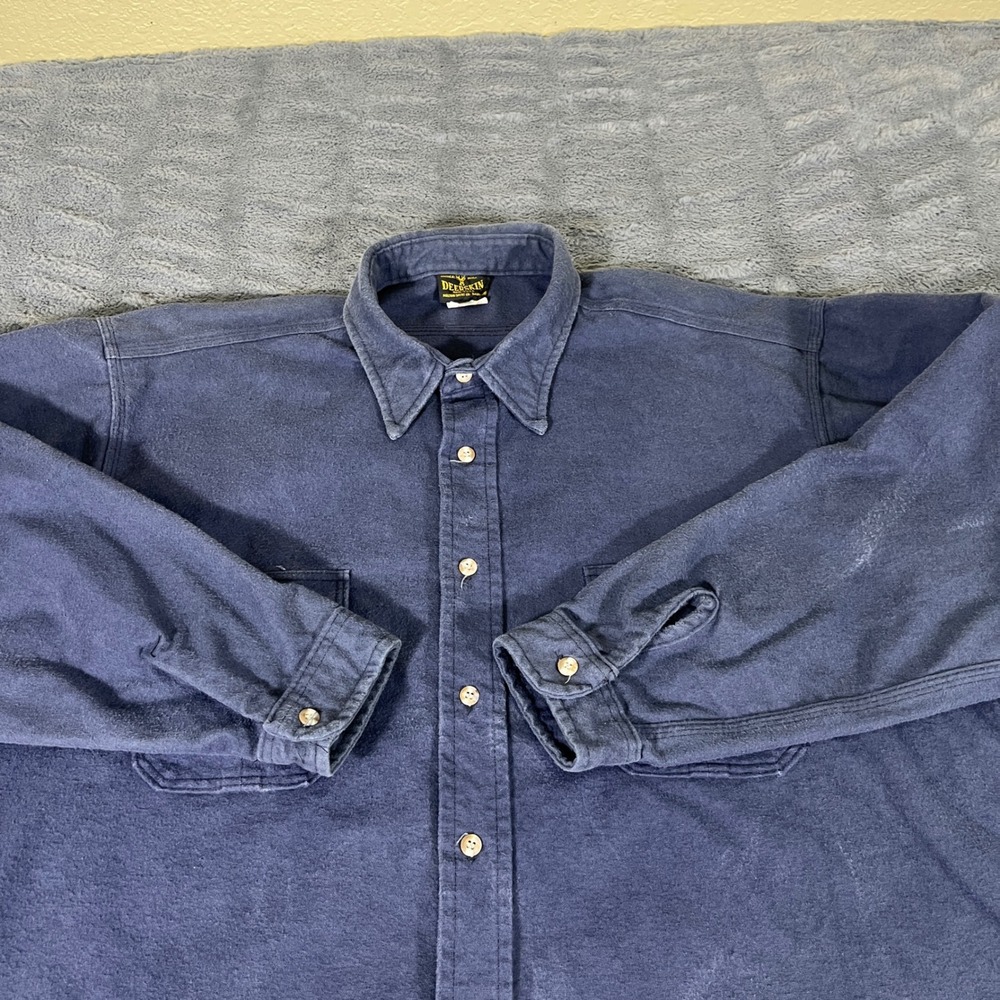 Vintage Deerskin Melton Shirt Co Navy Blue Wool Blend Flannel Shirt 2XL USA Made